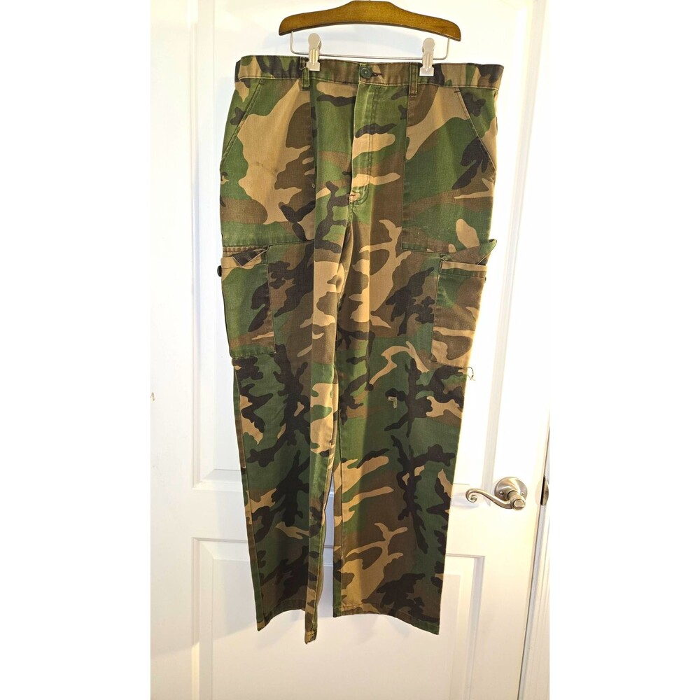 Vintage Duck Bay Men's Camo Cargo Pants 38 Reg Cotton Blend Canvas Straight Leg